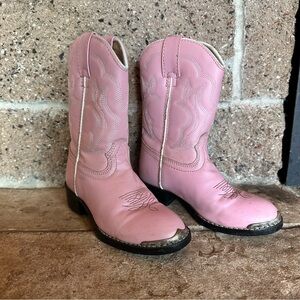 Kids Pink Western Cowboy Boots - Comfortable Pull-On Style